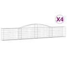 vidaXL Arched Gabion Baskets 4 pcs 400x30x60/80 cm Galvanised Iron