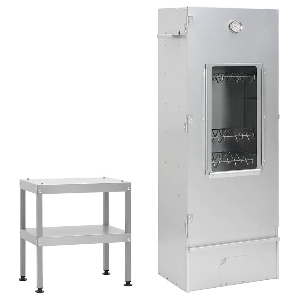 vidaXL BBQ Oven Smoker with Table Galvanized Steel