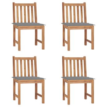 vidaXL Patio Chairs 4 pcs with Cushions Solid Teak Wood