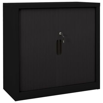 vidaXL Sliding Door Cabinet Black 35.4"x15.7"x35.4" Steel