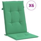 vidaXL Garden Highback Chair Cushions 6 pcs Green 120x50x3 cm Fabric
