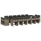 vidaXL 17 Piece Patio Dining Set with Cushions Gray Poly Rattan