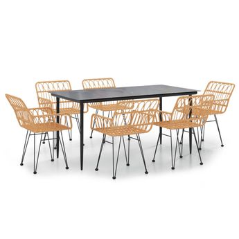 vidaXL 7 Piece Garden Dining Set Poly Rattan