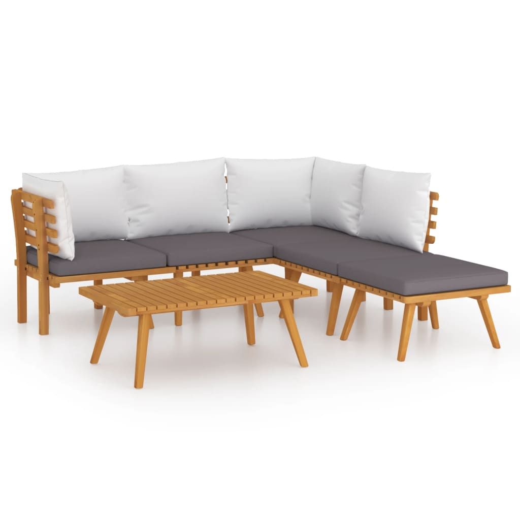 vidaXL 6 Piece Garden Lounge Set with Cushions Solid Acacia Wood