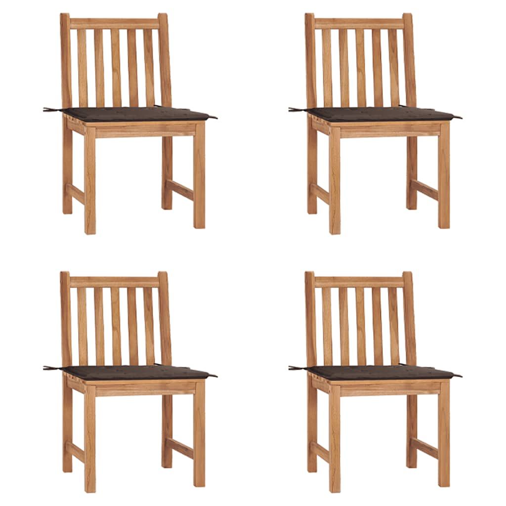 vidaXL Patio Chairs 4 pcs with Cushions Solid Teak Wood