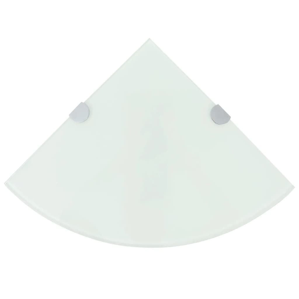 vidaXL Corner Shelf with Chrome Supports Glass White 13.8"x13.8"
