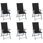 vidaXL Garden Reclining Chairs 6 pcs with Cushions Solid Acacia Wood
