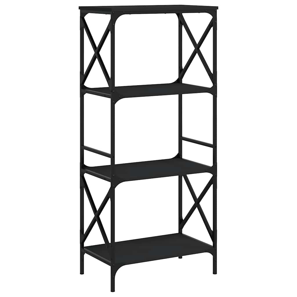 vidaXL Bookcase 4-Tier Black 23.2"x13.8"x52" Engineered Wood