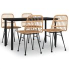 vidaXL 5 Piece Garden Dining Set Poly Rattan