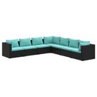 vidaXL 7 Piece Garden Lounge Set with Cushions Poly Rattan Black