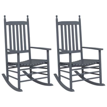 vidaXL Rocking Chairs with Curved Seats 2 pcs Gray Solid Wood Poplar