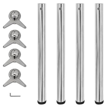 vidaXL 4 Height Adjustable Table Legs Chrome 28"