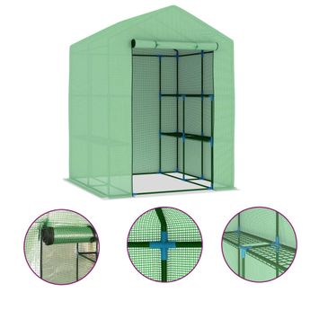 vidaXL Greenhouse with Shelves Steel 56.3"x56.3"x76.8"