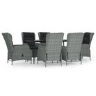 vidaXL 7 Piece Patio Dining Set Light Gray Poly Rattan
