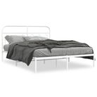 vidaXL Metal Bed Frame without Mattress with Headboard White 59.1"x78.7"