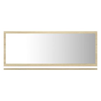vidaXL Bathroom Mirror White and Sonoma Oak 35.4"x4.1"x14.6" Engineered Wood