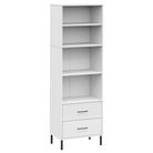 vidaXL Bookcase with 2 Drawers White 60x35x180 cm Solid Wood OSLO