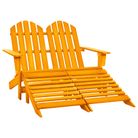 vidaXL 2-Seater Garden Adirondack Chair&Ottoman Fir Wood Orange
