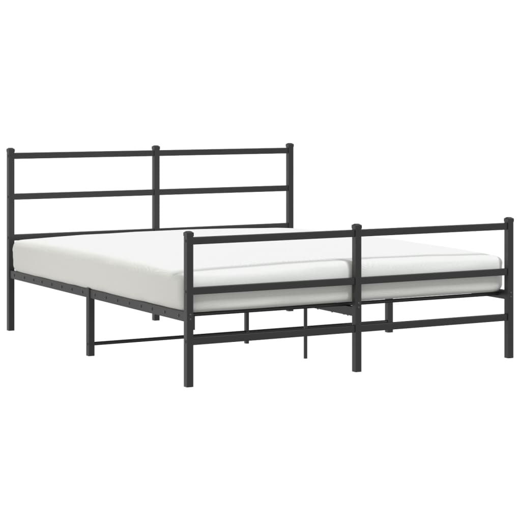 vidaXL Metal Bed Frame without Mattress with FootboardÂ Black 59.1"x78.7"