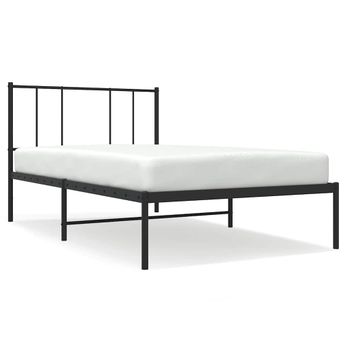 vidaXL Metal Bed Frame without Mattress with Headboard Black 100x190cm