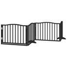 vidaXL Dog Gate with Door Foldable 4 Panels Black 320 cm Poplar Wood