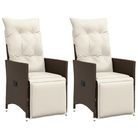 vidaXL Reclining Garden Chairs 2 pcs with Cushions Brown Poly Rattan