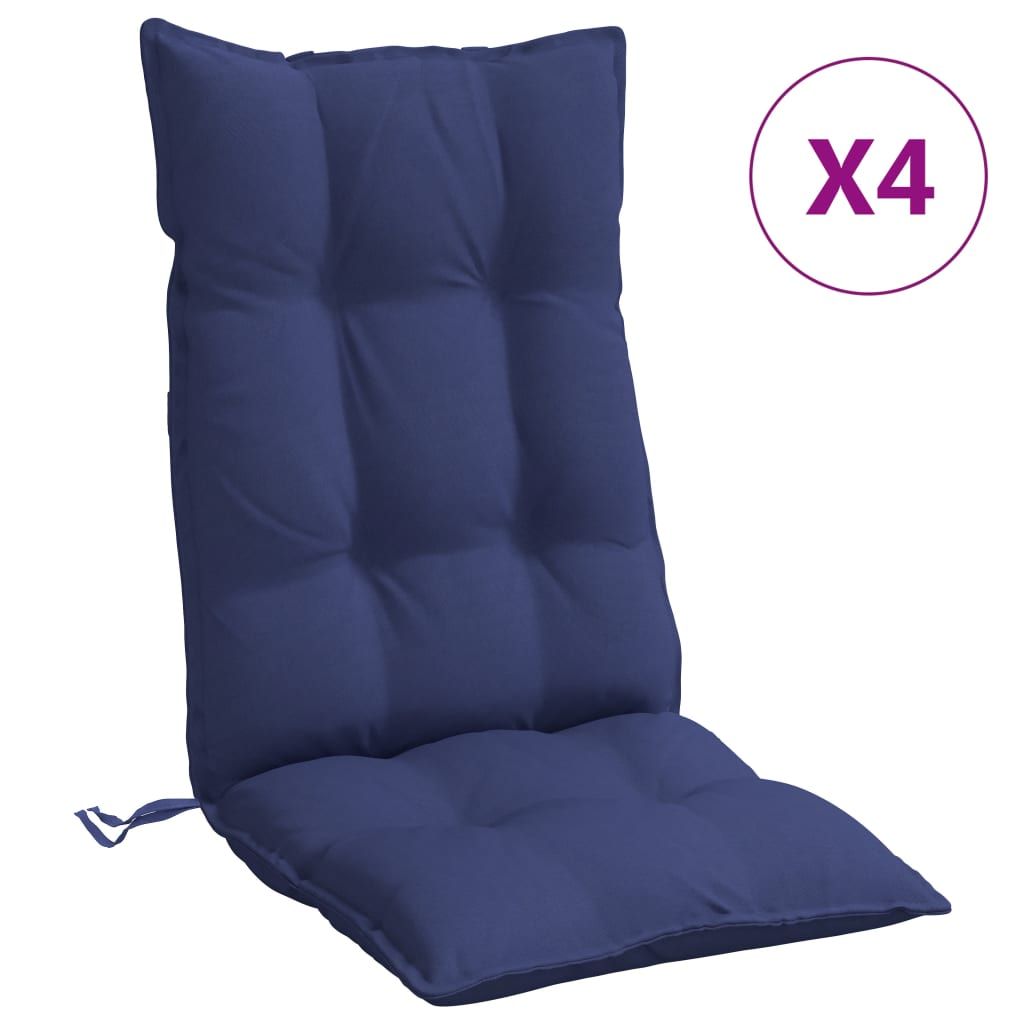 vidaXL Highback Chair Cushions 4 pcs Navy Blue Oxford Fabric