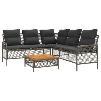 vidaXL 2 Piece Patio Sofa Set with Cushions Gray Poly Rattan