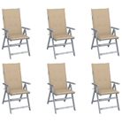 vidaXL Garden Reclining Chairs 6 pcs with Cushions Solid Acacia Wood
