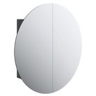 vidaXL Bathroom Cabinet with Round Mirror&LED Black 21.3"x21.3"x6.9"