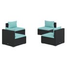 vidaXL 4 Piece Garden Lounge Set with Cushions Poly Rattan Black