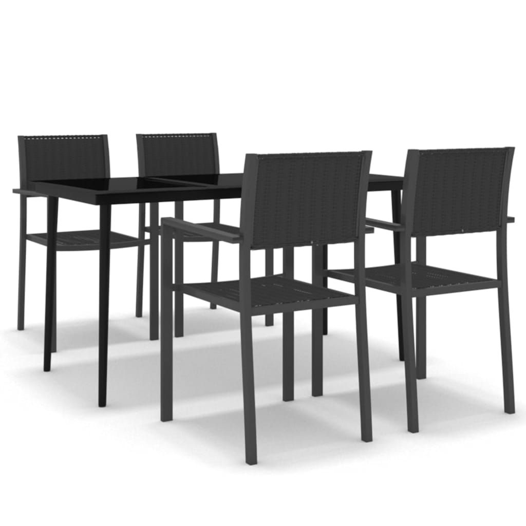 vidaXL 5 Piece Patio Dining Set Black