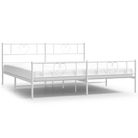 vidaXL Metal Bed Frame without Mattress with Footboard White 183x213cm