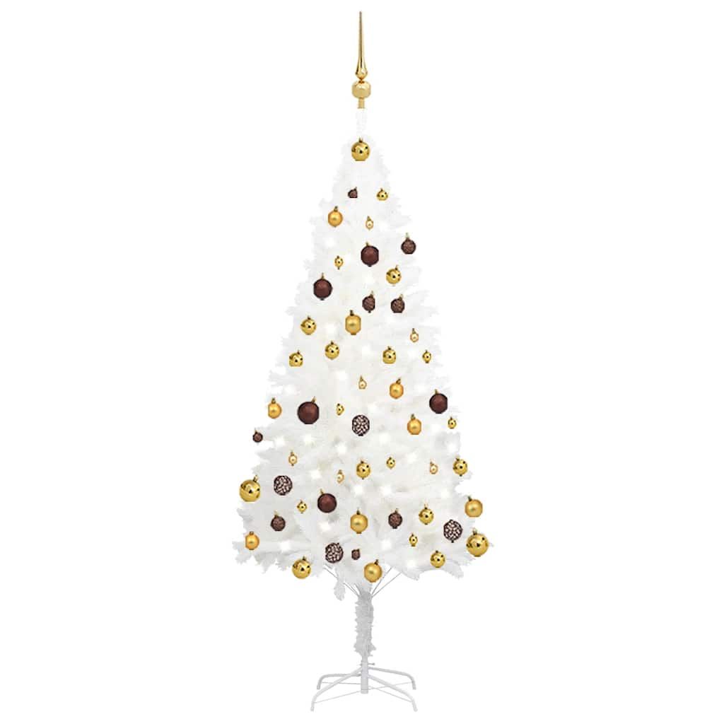 vidaXL Artificial Pre-lit Christmas Tree with Ball Set White 59.1"