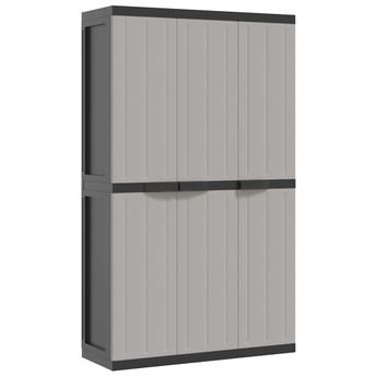 vidaXL Outdoor Storage Cabinet Gray and Black 38.2"x14.6"x65" PP