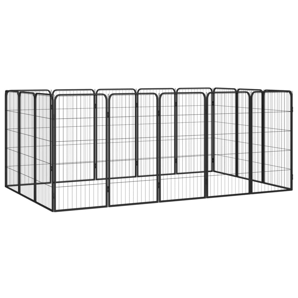 vidaXL 16-Panel Dog Playpen Black 50x100 cm Powder-coated Steel