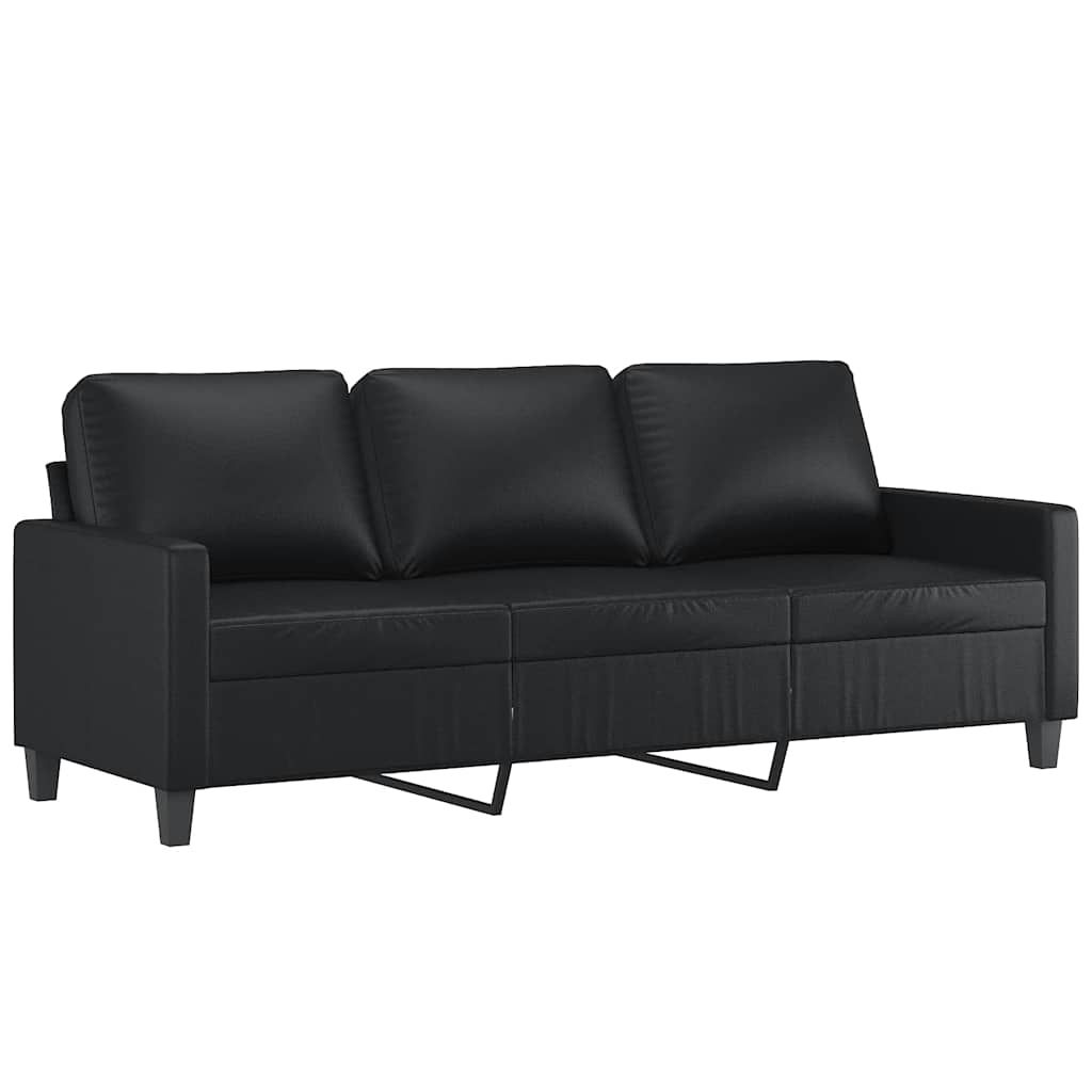 vidaXL 3-Seater Sofa Black 70.9" Faux Leather