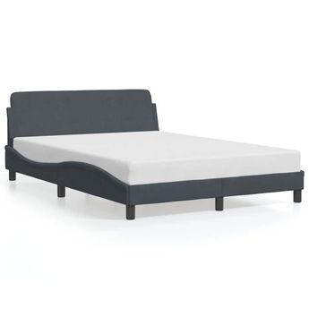 vidaXL Bed Frame "Dover" Dark Gray 53.9"x74.8" Velvet