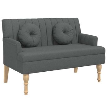 vidaXL Bench with Cushions Dark Grey 113x64.5x75.5 cm Fabric