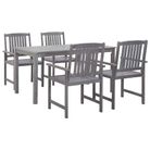 vidaXL 5 Piece Patio Dining Set Gray Solid Acacia Wood