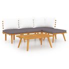 vidaXL 5 Piece Garden Lounge Set with Cushions Solid Acacia Wood