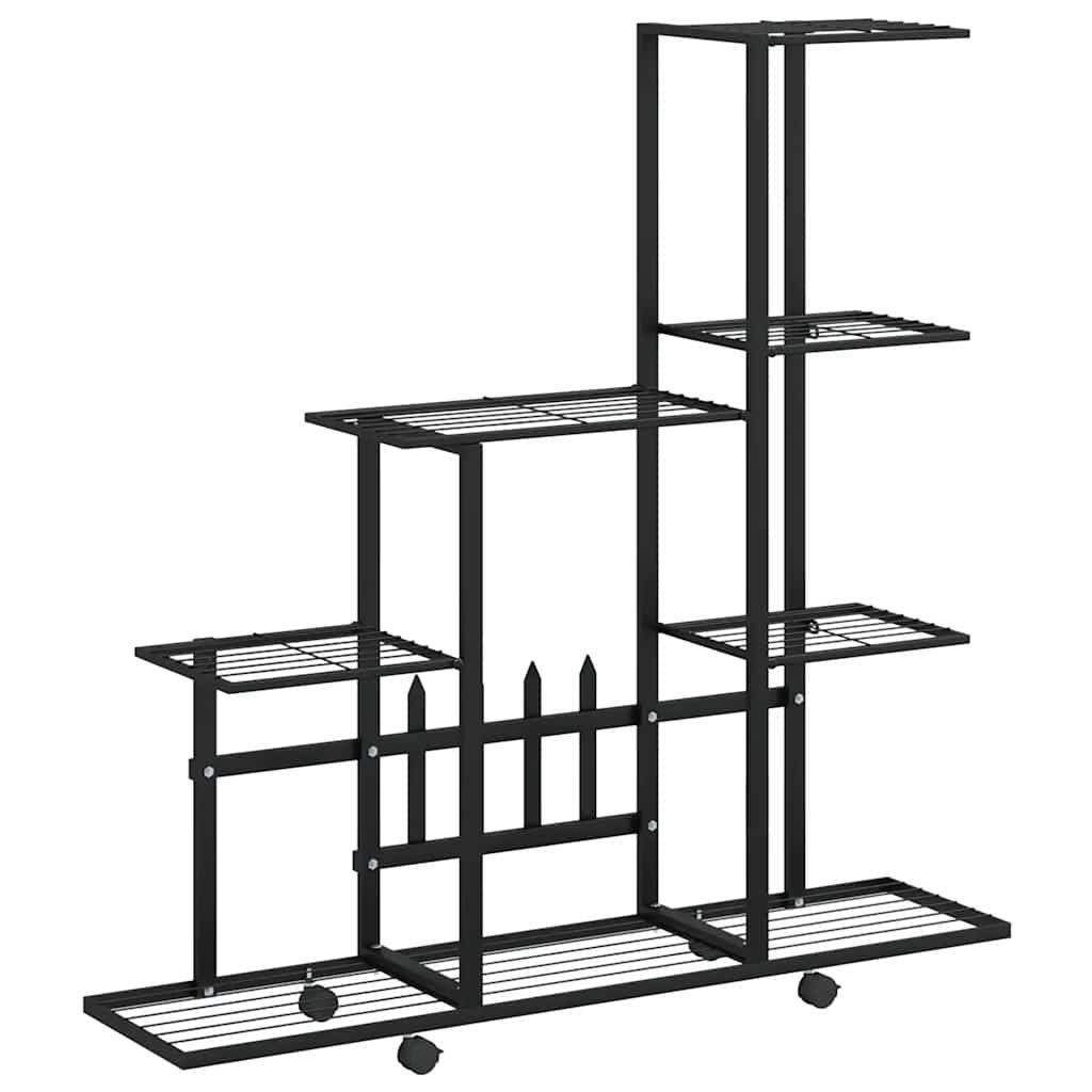 vidaXL Flower Stand with Wheel 94.5x25x92.5 cm Black Metal