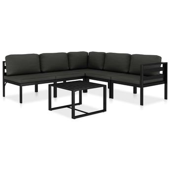 vidaXL 6 Piece Patio Lounge Set with Cushions Aluminum Anthracite
