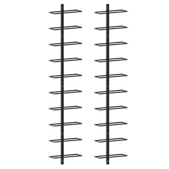 vidaXL Wall-mounted Wine Racks for 20 Bottles 2 pcs Black Metal