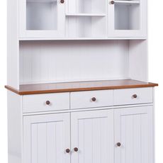 MID.YOU SIDEBOARD WITH SHOWCASE, pine, white, 131/191/45 cm