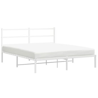 vidaXL Metal Bed Frame without Mattress with Headboard White 150x200cm