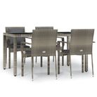 vidaXL 5 Piece Garden Dining Set with Cushions Grey Poly Rattan