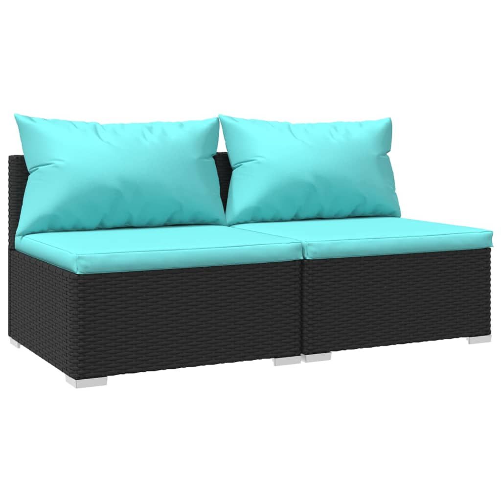vidaXL 2 Piece Garden Lounge Set with Cushions Poly Rattan Black