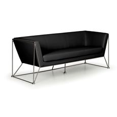 Leather sofa set NET, three-seater, black