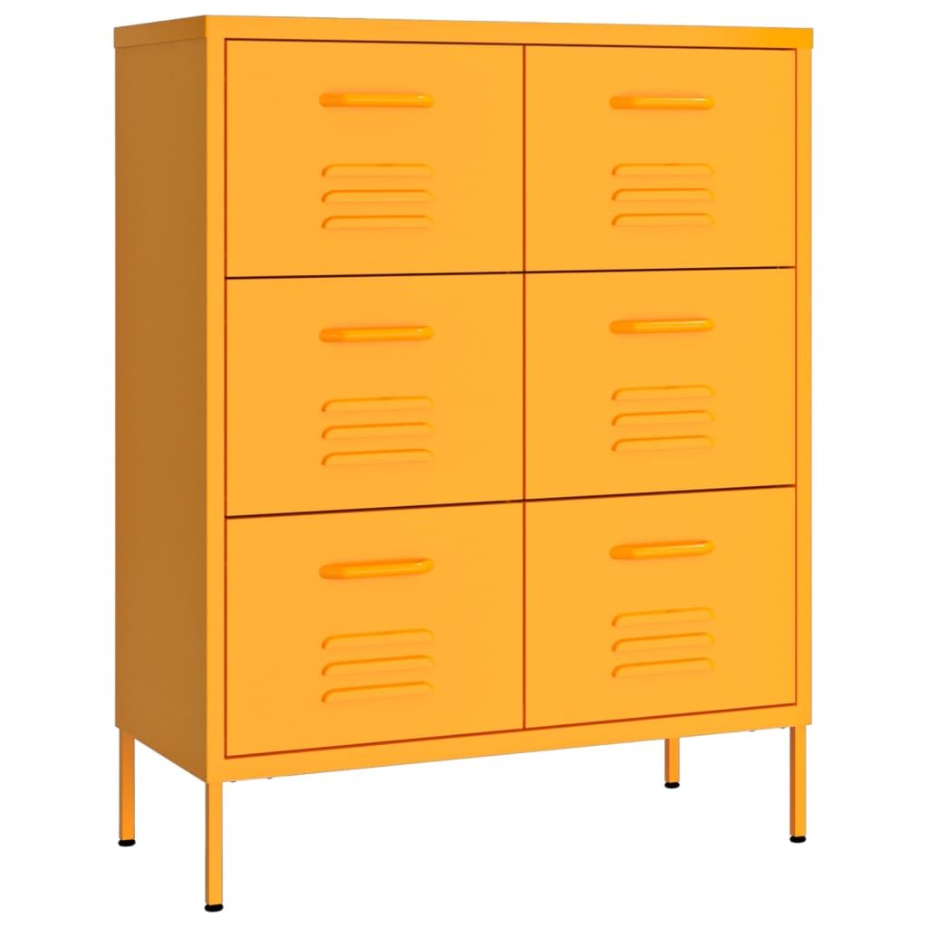 vidaXL Drawer Cabinet Mustard Yellow 31.5"x13.8"x40" Steel